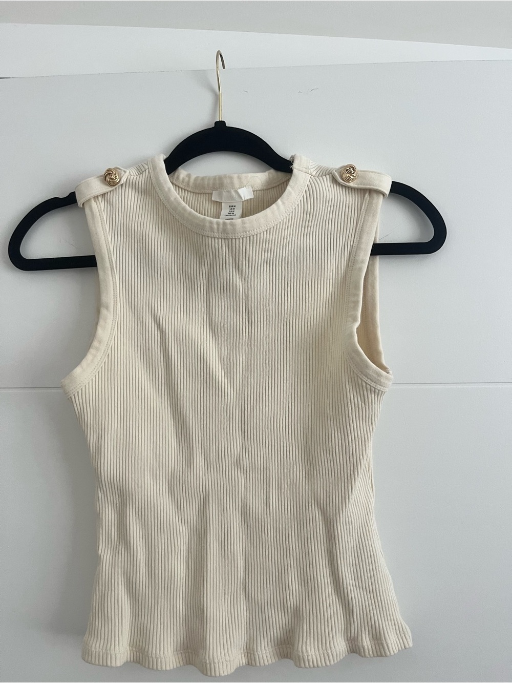 H&M Ribbed Crewneck Sweater in Cream
